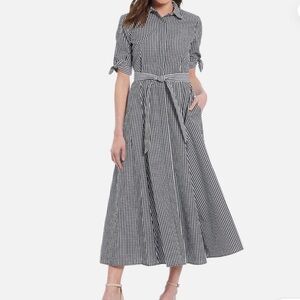 Calvin Klein Shitdress Classic Blue and White Gingham Maxi Midi Dress